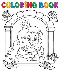 Image showing Coloring book princess in window theme 1