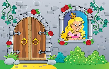 Image showing Princess in window and old door