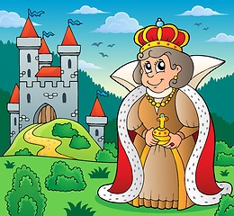 Image showing Happy queen near castle theme 6