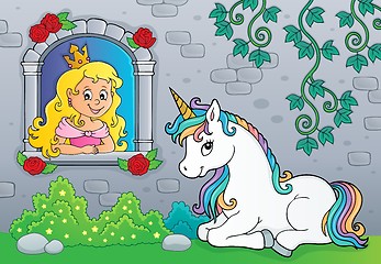 Image showing Princess in window and unicorn theme 1