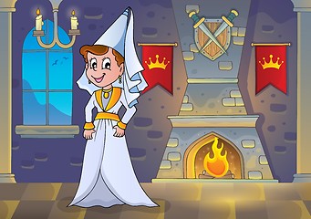 Image showing Medieval lady in castle theme 1
