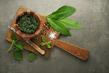 Image showing Spring healthy pesto