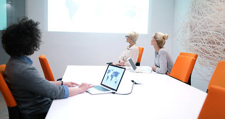 Image showing Startup Business Team At A Meeting at modern office building