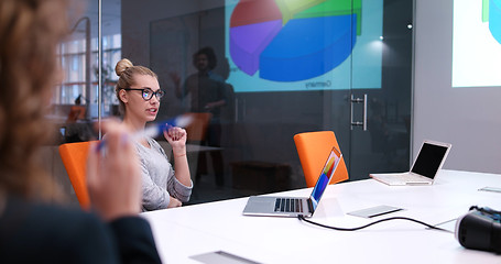 Image showing Startup Business Team At A Meeting at modern office building