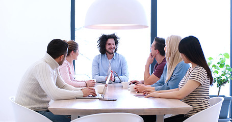 Image showing Startup Business Team At A Meeting at modern office building