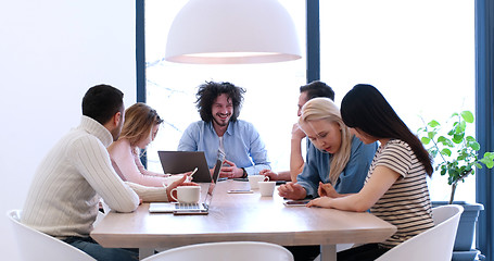 Image showing Startup Business Team At A Meeting at modern office building