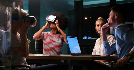 Image showing Multiethnic Business team using virtual reality headset