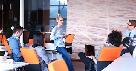 Image showing Startup Business Team At A Meeting at modern office building