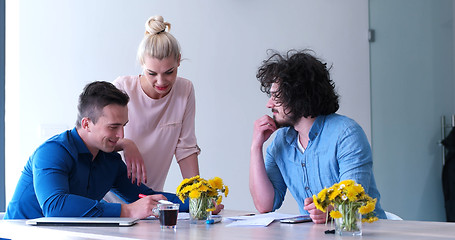 Image showing Startup Business Team At A Meeting at modern office building