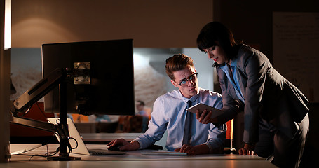 Image showing young designers in the night office