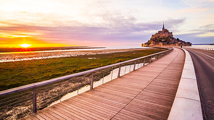 Image showing Mont-Saint-Michel from the bridge