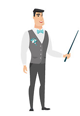 Image showing Caucasian groom holding pointer stick.