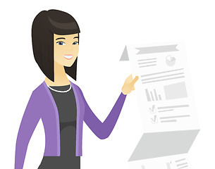 Image showing Asian business woman presenting business report.