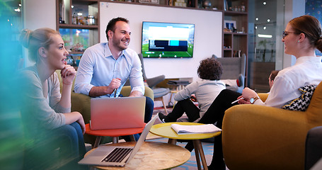 Image showing Startup Business Team At A Meeting at modern office building