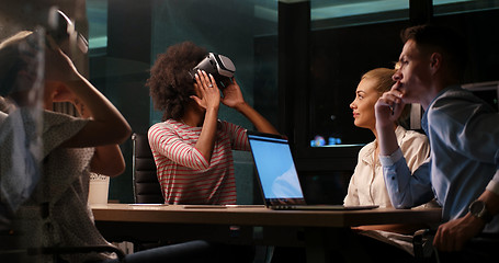 Image showing Multiethnic Business team using virtual reality headset