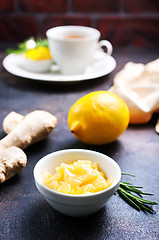 Image showing honey with lemon and ginger