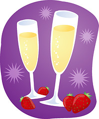 Image showing Champagne and strawberries illustration