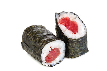 Image showing Maki sushi, two rolls isolated on white