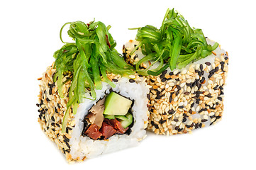 Image showing Maki sushi, two rolls isolated on white