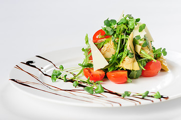 Image showing salad with artichoke on the white plate