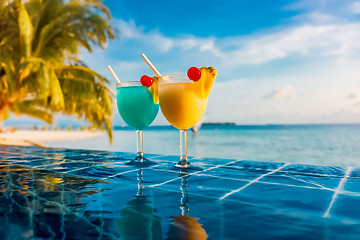 Image showing Cocktail near the swimming pool