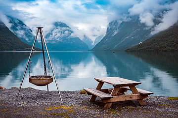 Image showing lovatnet lake Beautiful Nature Norway.