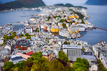 Image showing Aksla at the city of Alesund tilt shift lens, Norway