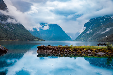 Image showing lovatnet lake Beautiful Nature Norway.