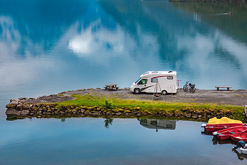 Image showing Family vacation travel RV, holiday trip in motorhome