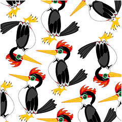 Image showing Bird woodpecker decorative pattern on white background