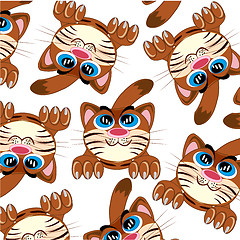 Image showing Vector illustration of the cartoon of the cat decorative pattern