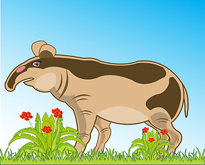 Image showing Wildlife to asia tapir on nature.Vector illustration
