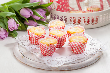 Image showing Small curd cheese muffins or cupcakes