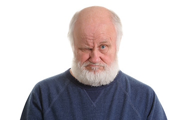 Image showing dissatisfied displeased old grumpy man isolated portrait