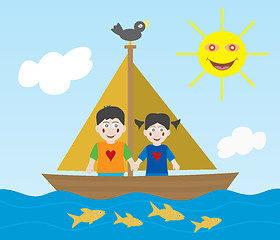 Image showing Kids sailing adventure