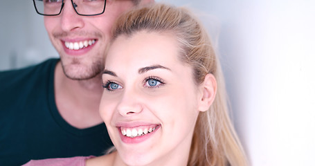 Image showing young couple enjoying morning coffee