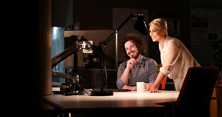 Image showing young designers in the night office