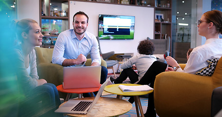 Image showing Startup Business Team At A Meeting at modern office building