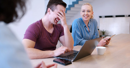 Image showing Startup Business Team At A Meeting at modern office building