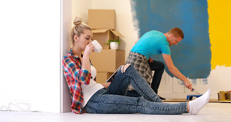 Image showing couple doing home renovations