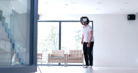 Image showing man using VR-headset glasses of virtual reality