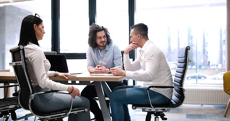 Image showing Startup Business Team At A Meeting at modern office building