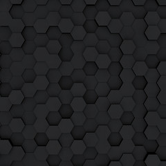 Image showing Dark gray hexagon honeycombs abstract background