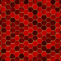 Image showing Abstract minimalistic background with red hexagons