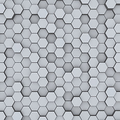 Image showing Gray hexagon honeycombs abstract background