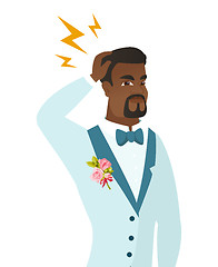 Image showing African-american groom with lightning over head.