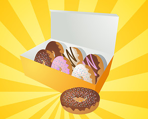 Image showing Box of donuts illustration