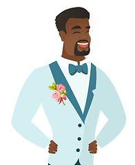 Image showing Young african-american groom laughing.