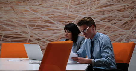 Image showing Startup Business Team At A Meeting at modern office building