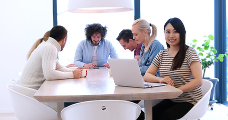 Image showing Startup Business Team At A Meeting at modern office building